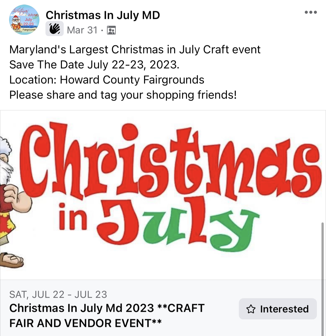 Christmas in July – Howard Co. Fairgrounds